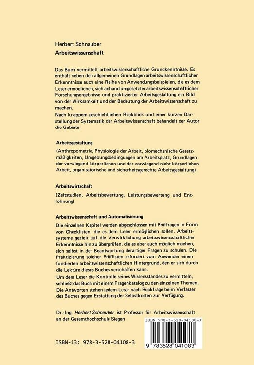 Produktbild: Arbeitswissenschaft