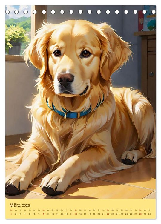 Produktbild: Golden Retriever. Kunstvolle Portr&auml;ts des beliebten Hundes (Tischkalender 2026 DIN A5 hoch), CALVENDO Monatskalender