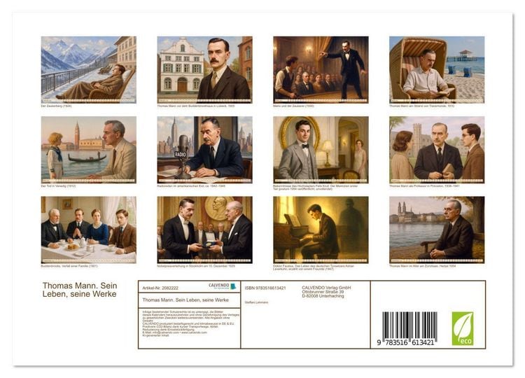 Produktbild: Thomas Mann. Sein Leben, seine Werke (Wandkalender 2026 DIN A4 quer), CALVENDO Monatskalender