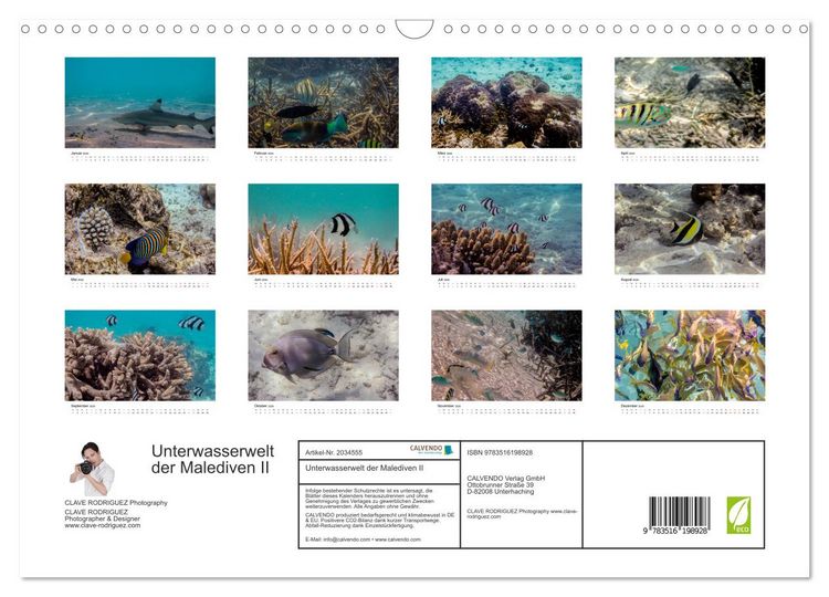 Produktbild: Unterwasserwelt der Malediven II (Wandkalender 2026 DIN A3 quer), CALVENDO Monatskalender