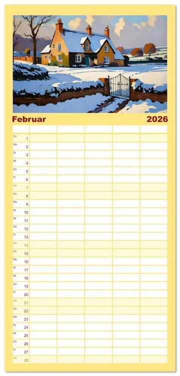 Produktbild: Familienplaner 2026 - Englische Cottages mit 5 Spalten (Wandkalender, 21 x 45 cm) CALVENDO