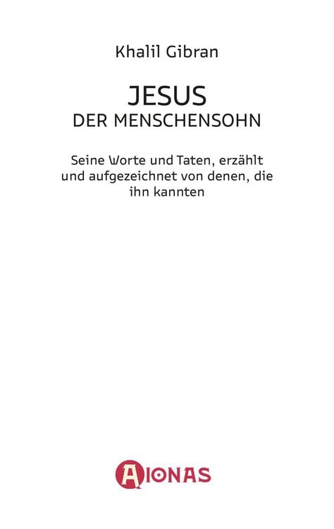 Produktbild: Jesus, der Menschensohn. Khalil Gibran