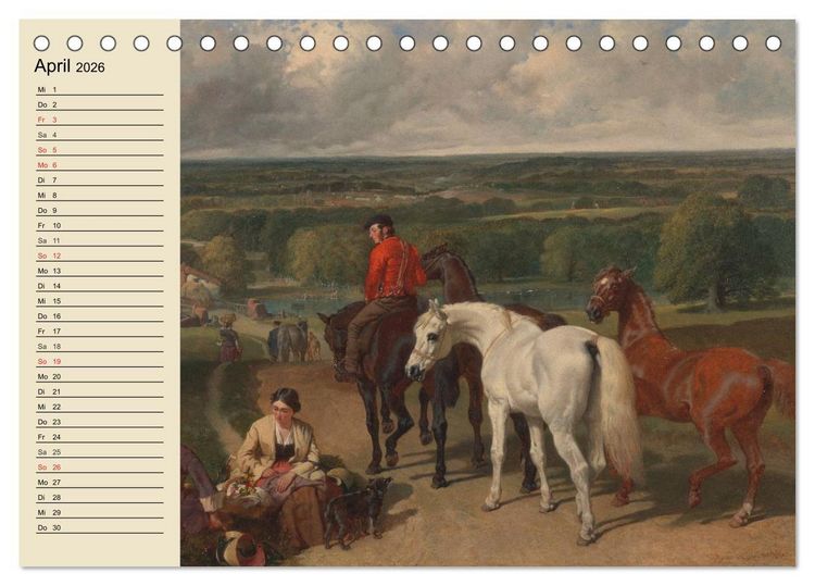 Produktbild: Pferde-&Ouml;lgem&auml;lde. Die Kunst der alten Meister (Tischkalender 2026 DIN A5 quer), CALVENDO Monatskalender