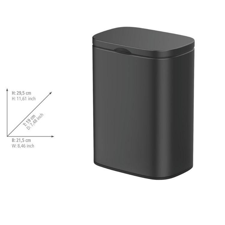 Produktbild: Wand-Kosmetikeimer Mod. Sare Schwarz 5 L, Easy Close Absenkautomatik