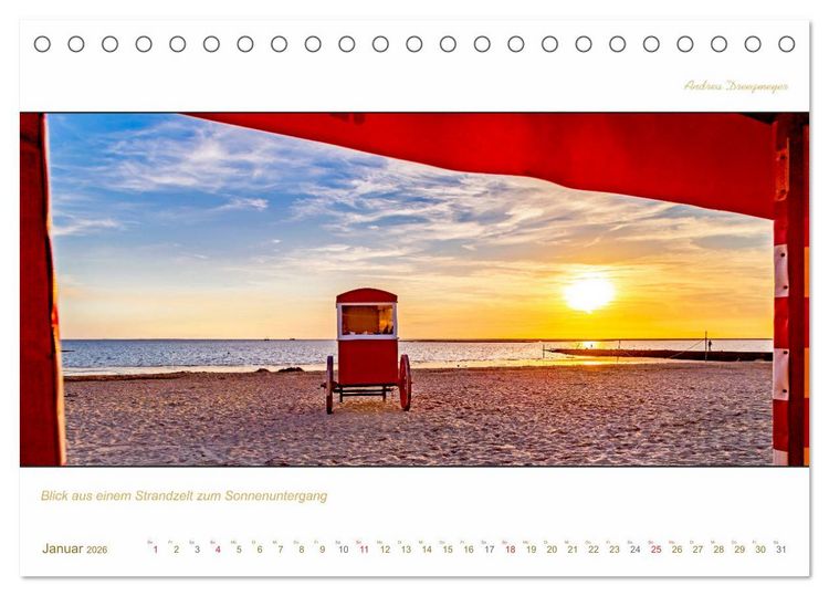 Produktbild: Borkum Inselpanorama (Tischkalender 2026 DIN A5 quer), CALVENDO Monatskalender