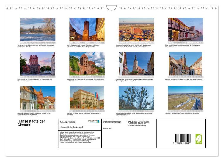Produktbild: Hansest&auml;dte der Altmark (Wandkalender 2026 DIN A3 quer), CALVENDO Monatskalender