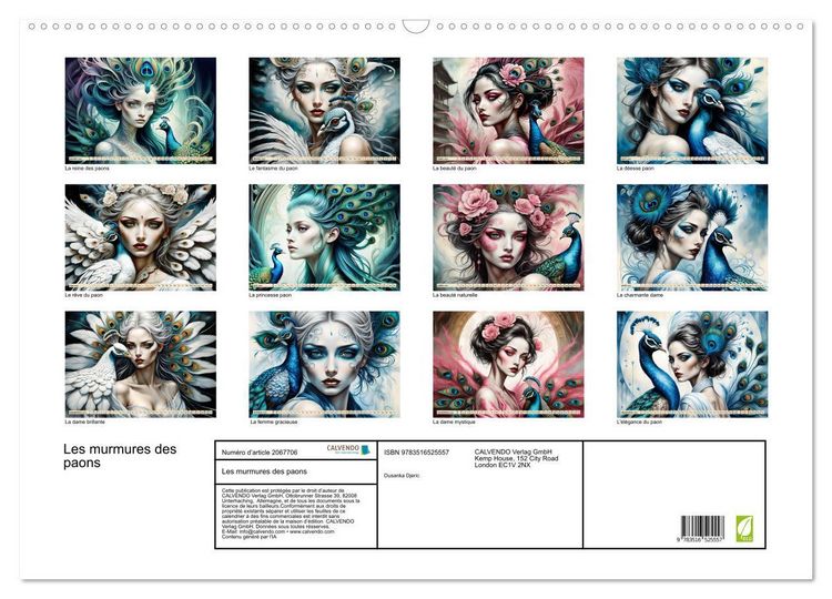 Produktbild: Les murmures des paons (Calendrier mural 2026 DIN A2 vertical), CALVENDO calendrier mensuel