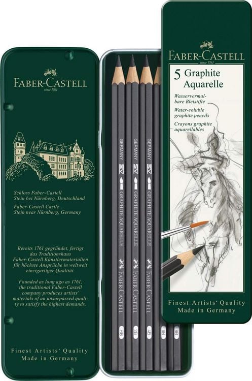 Produktbild: Faber-Castell Aquarellbleistifte Graphite Aquarelle, HB 2B 4B 6B 8B, 5er Set