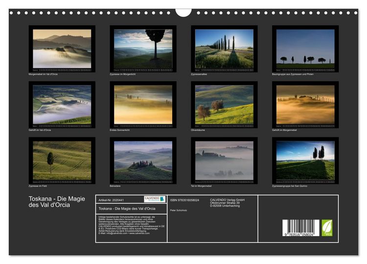Produktbild: Toskana - Die Magie des Val d'Orcia (Wandkalender 2026 DIN A3 quer), CALVENDO Monatskalender