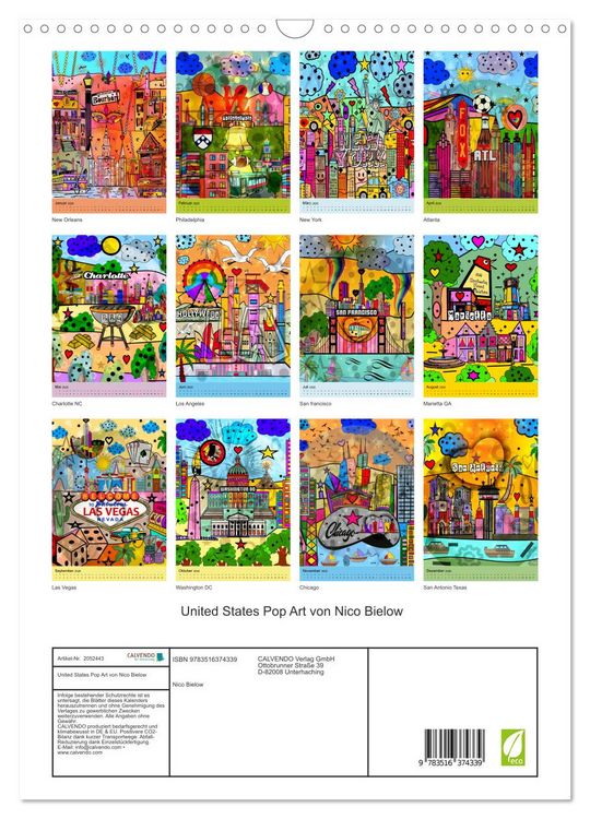 Produktbild: United States Pop Art von Nico Bielow (Wandkalender 2026 DIN A3 hoch), CALVENDO Monatskalender