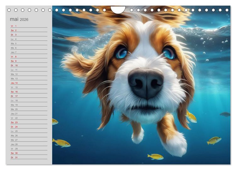 Produktbild: Chiens : les nageurs intr&eacute;pides (Calendrier mural 2026 DIN A4 vertical), CALVENDO calendrier mensuel