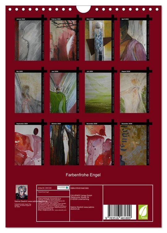 Produktbild: Farbenfrohe Engel (Wandkalender 2026 DIN A4 hoch), CALVENDO Monatskalender