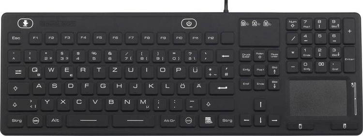 Produktbild: iM-IKB110-BK Tastatur Renkforce Schwarz Spritzwassergesch&uuml;tzt, Staubgesch&uuml;tzt, Touch-Oberfl&auml;che