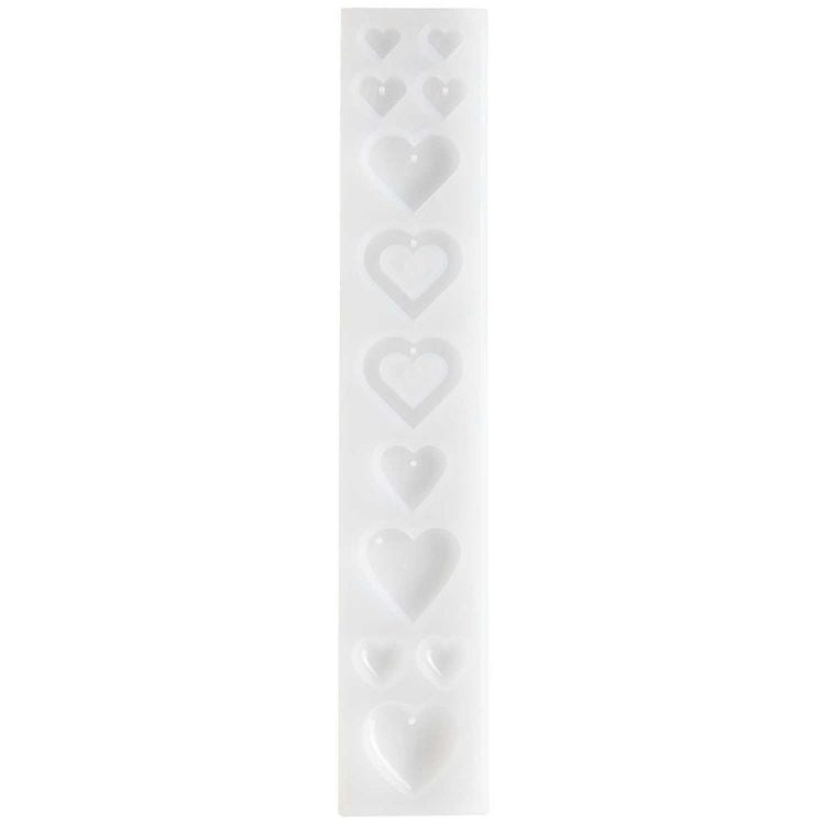 Produktbild: Silikon Gie&szlig;form Anh&auml;nger Herzen / Au&szlig;enma&szlig; Silikonform 4 x 21,5 cm