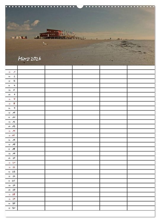 Produktbild: St. Peter Ording Familienplaner (hochwertiger Premium Wandkalender 2026 DIN A2 hoch), Kunstdruck in Hochglanz