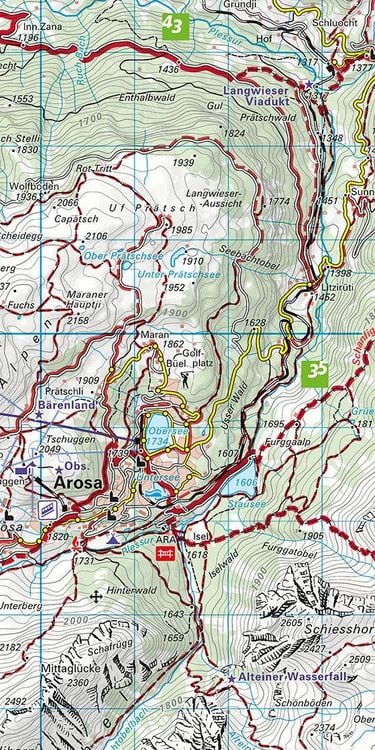 Produktbild: K&uuml;mmerly+Frey Wanderkarte 35 Arosa, Lenzerheide, Savognin 1:40.000