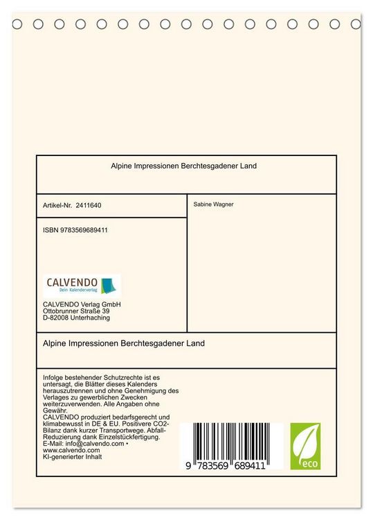 Produktbild: Alpine Impressionen Berchtesgadener Land (Tischkalender 2027 DIN A5 hoch), CALVENDO Monatskalender