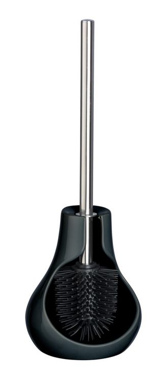 Produktbild: Keramik WC-Garnitur Mod. Drop Neo Schwarz Keramik, mit hygienischer Silikonb&uuml;rste