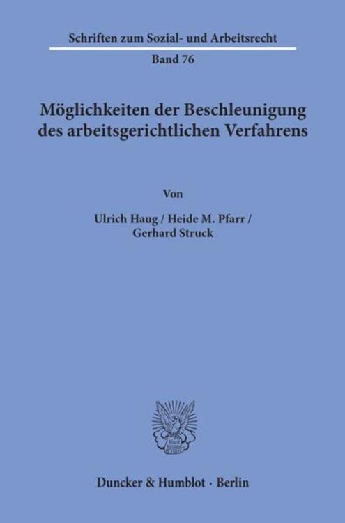 Produktbild: M&ouml;glichkeiten der Beschleunigung des arbeitsgerichtlichen Verfahrens.