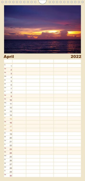 Produktbild: Familienplaner Farben am Meer (Wandkalender 2022 , 21 cm x 45 cm, hoch)