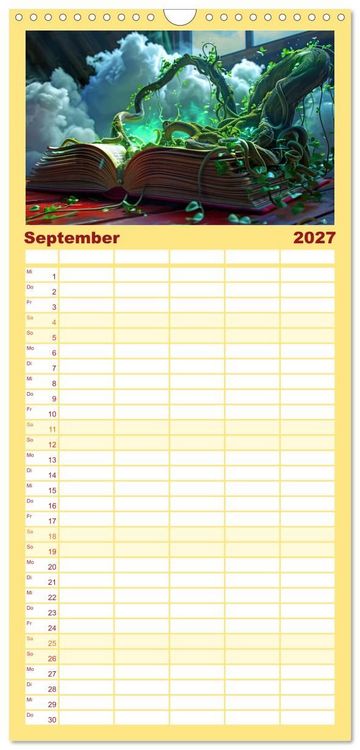 Produktbild: Familienplaner 2027 - Welten zwischen den Zeilen - B&uuml;cher, die Tr&auml;ume wecken mit 5 Spalten (Wandkalender, 21 x 45 cm) CALVENDO