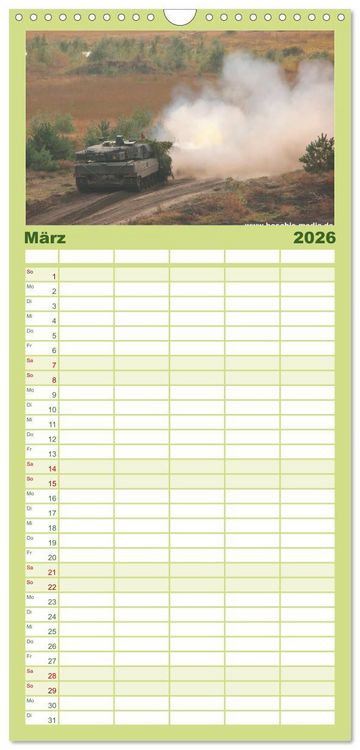Produktbild: Familienplaner 2026 - Panzerstahl auf der Heide &ndash; Das Heer legt wieder los mit 5 Spalten (Wandkalender, 21 x 45 cm) CALVENDO