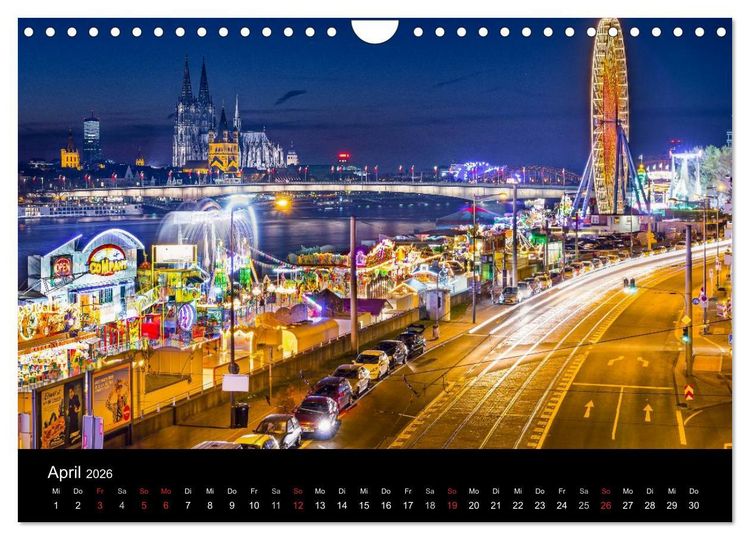 Produktbild: K&ouml;ln Impressionen bei Nacht (Wandkalender 2026 DIN A4 quer), CALVENDO Monatskalender