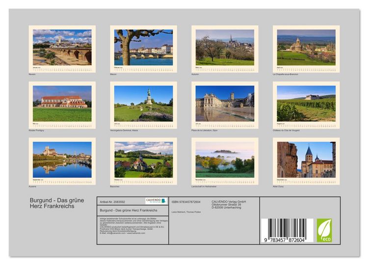 Produktbild: Burgund - Das gr&uuml;ne Herz Frankreichs (Wandkalender 2026 DIN A4 quer), CALVENDO Monatskalender