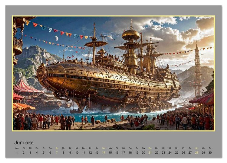 Produktbild: Steampunk-Raumfahrt (Wandkalender 2026 DIN A4 quer), CALVENDO Monatskalender