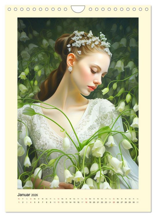 Produktbild: Bl&uuml;tenzauber. Floraler Reigen. Bezaubernde Frauen in Blumenpracht (Wandkalender 2026 DIN A4 hoch), CALVENDO Monatskalender