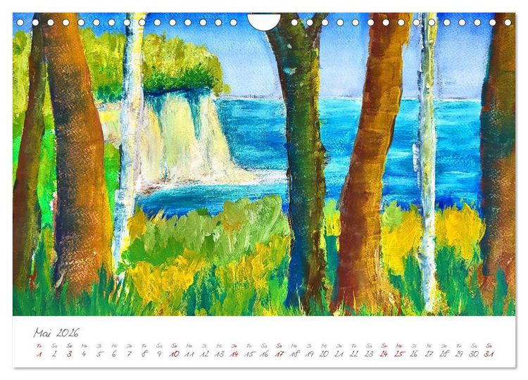 Produktbild: R&uuml;gen in Farbe - Mit Pinsel und Farbe auf der Lieblingsinsel (Wandkalender 2026 DIN A4 quer), CALVENDO Monatskalender