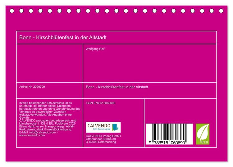 Produktbild: Bonn - Kirschbl&uuml;tenfest in der Altstadt (Tischkalender 2026 DIN A5 quer), CALVENDO Monatskalender