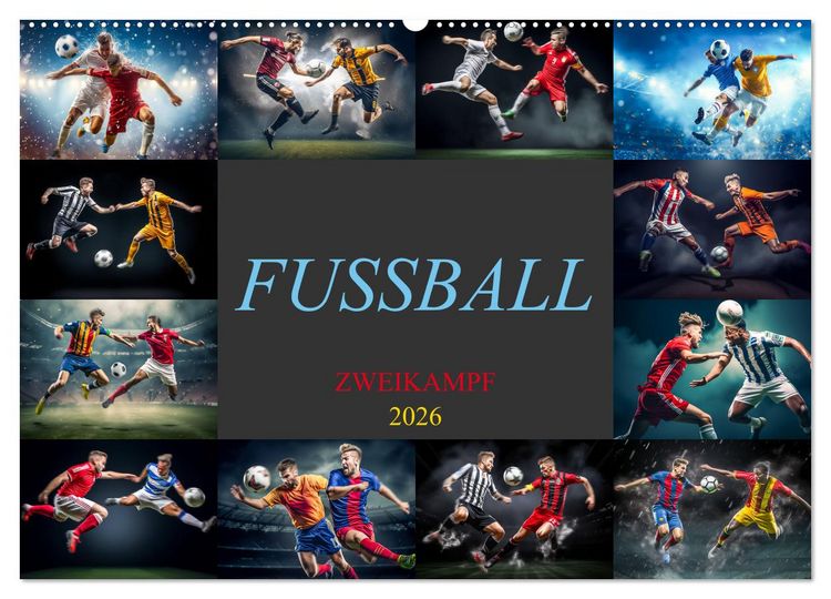 Produktbild: Fussball - Zweikampf (Wandkalender 2026 DIN A2 quer), CALVENDO Monatskalender