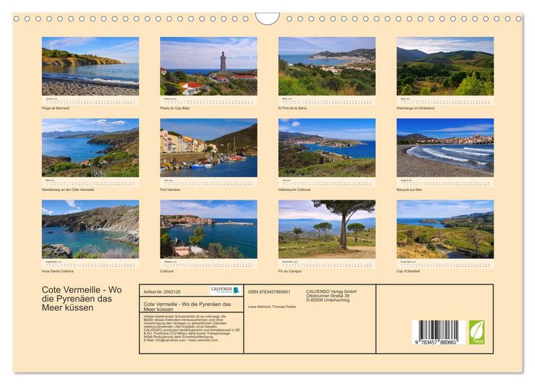 Produktbild: Cote Vermeille - Wo die Pyren&auml;en das Meer k&uuml;ssen (Wandkalender 2026 DIN A3 quer), CALVENDO Monatskalender