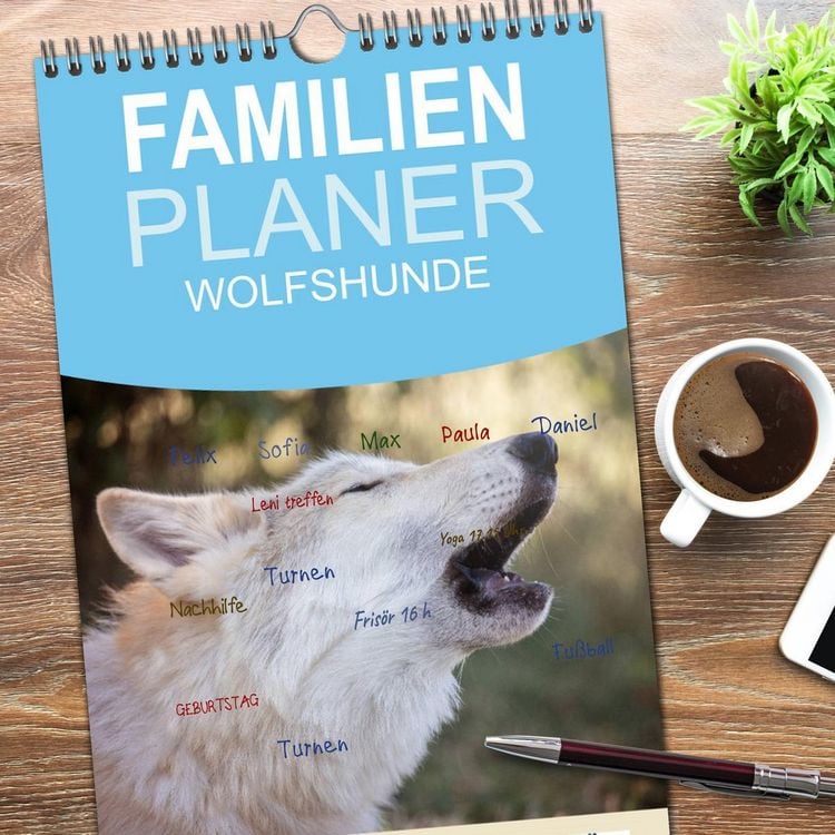 Produktbild: Familienplaner 2026 - Wolfshunde 2026 mit 5 Spalten (Wandkalender, 21 x 45 cm) CALVENDO