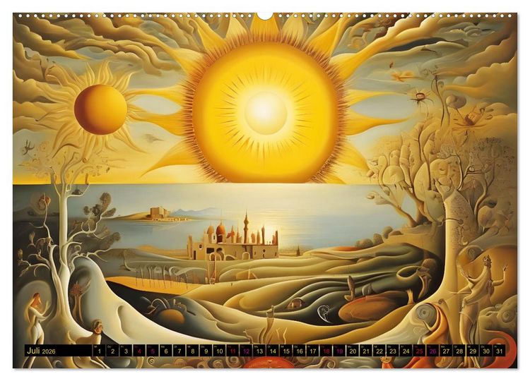 Produktbild: Erde, Sonne, Mond und Sterne Surrealistische Kunstwerke (Wandkalender 2026 DIN A2 quer), CALVENDO Monatskalender