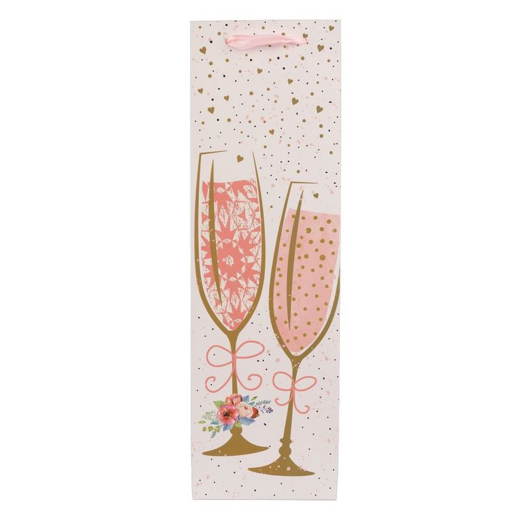 Produktbild: Idena Flaschentasche Sekt rosa 12x39x10cm 210g/m&sup2;