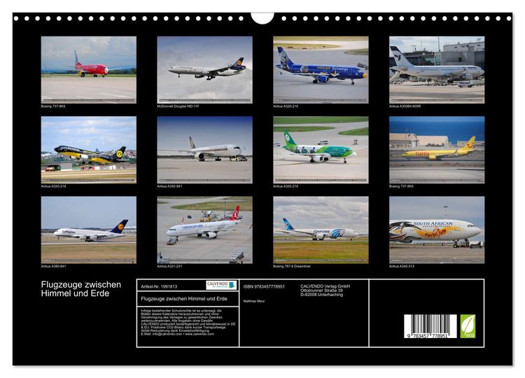 Produktbild: Flugzeuge zwischen Himmel und Erde (Wandkalender 2026 DIN A3 quer), CALVENDO Monatskalender