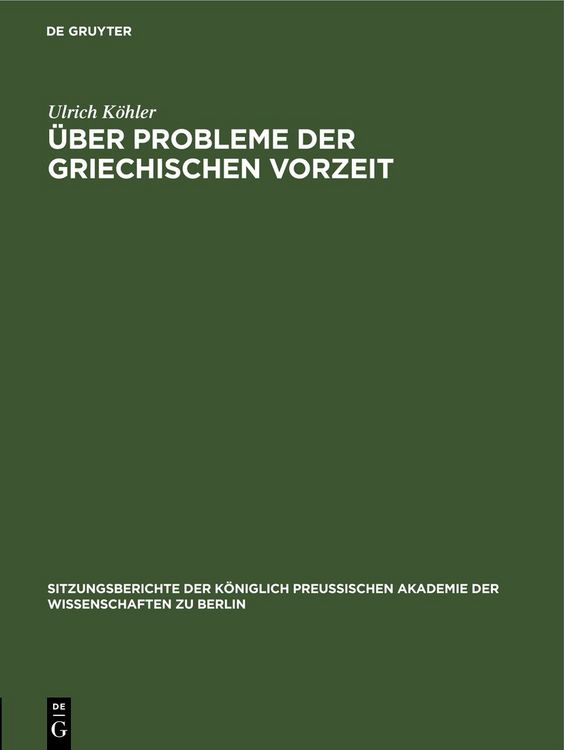 Produktbild: &Uuml;ber Probleme der griechischen Vorzeit