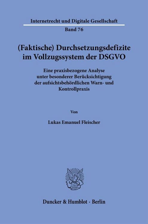 Produktbild: (Faktische) Durchsetzungsdefizite im Vollzugssystem der DSGVO