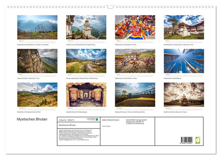 Produktbild: Mystisches Bhutan (Wandkalender 2026 DIN A2 quer), CALVENDO Monatskalender