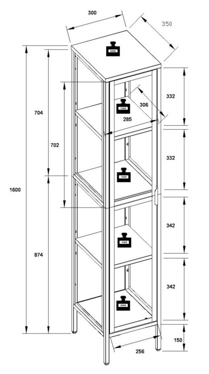 Produktbild: Stahl Glas Vitrine Schaukasten Floka XL