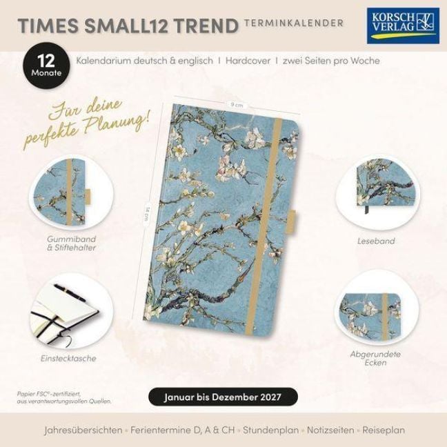Produktbild: Buchkalender Times Small12 Trend Mandelbl&uuml;te 2027