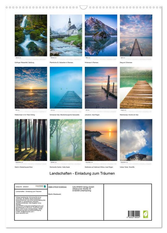 Produktbild: Landschaften - Einladung zum Tr&auml;umen (Wandkalender 2026 DIN A2 hoch), CALVENDO Monatskalender