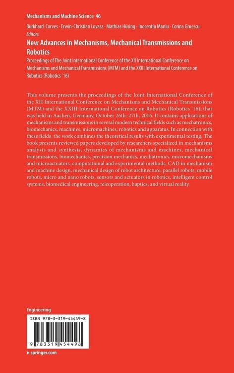 Produktbild: New Advances in Mechanisms, Mechanical Transmissions and Robotics