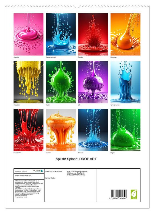 Produktbild: Splish! Splash! DROP ART (hochwertiger Premium Wandkalender 2026 DIN A2 hoch), Kunstdruck in Hochglanz