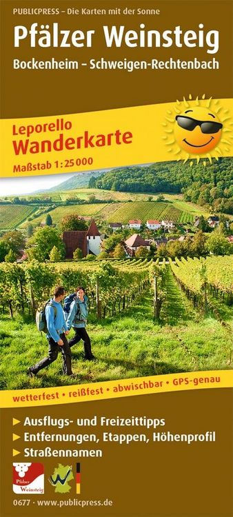 Produktbild: Publicpress Leporello Wanderkarte Pf&auml;lzer Weinsteig, Bockenheim, Schweigen-Rechtenbach 1:25.000