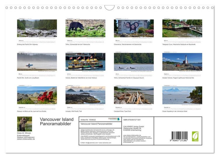 Produktbild: Vancouver Island Panoramabilder (Wandkalender 2026 DIN A3 quer), CALVENDO Monatskalender