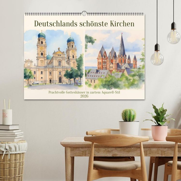 Produktbild: Deutschlands sch&ouml;nste Kirchen (Wandkalender 2026 DIN A2 quer), CALVENDO Monatskalender