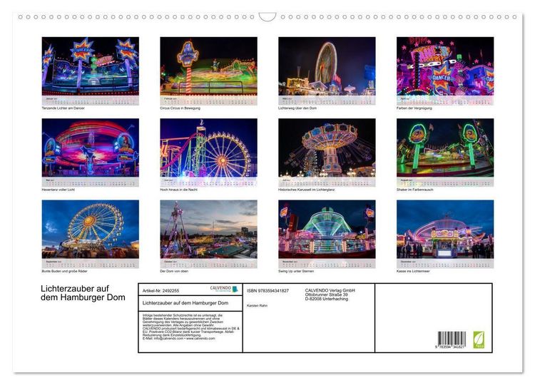 Produktbild: Lichterzauber auf dem Hamburger Dom (Wandkalender 2027 DIN A2 quer), CALVENDO Monatskalender